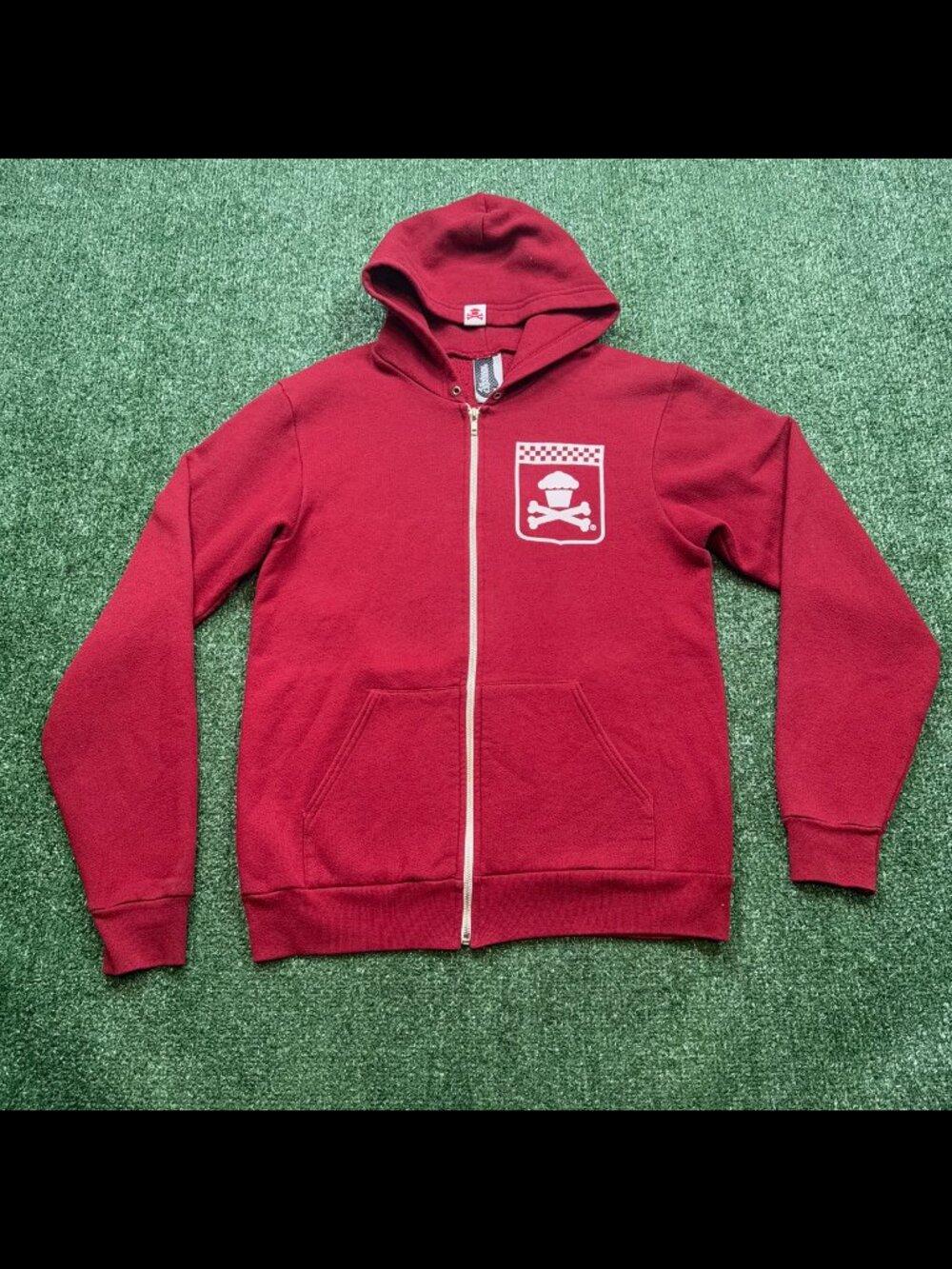 Johnny Cupcakes Hoodie Womens Size M Red Full Zip Streetwear Vintage Y2K